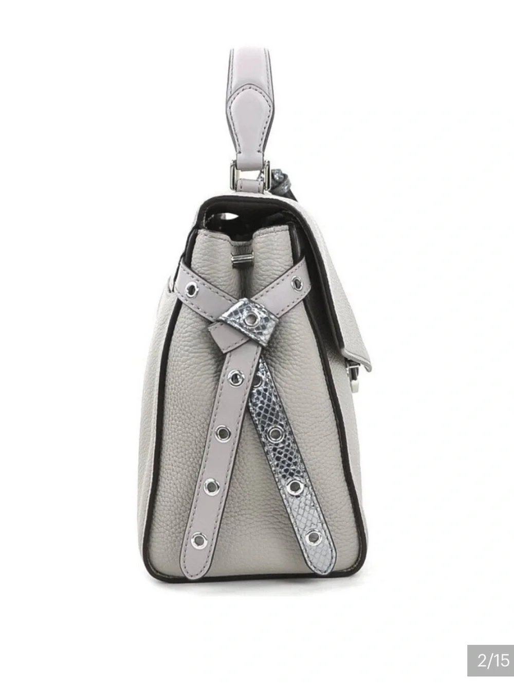 Michael Kors Gray Leather Bristol Satchel with Crossbody Bag
